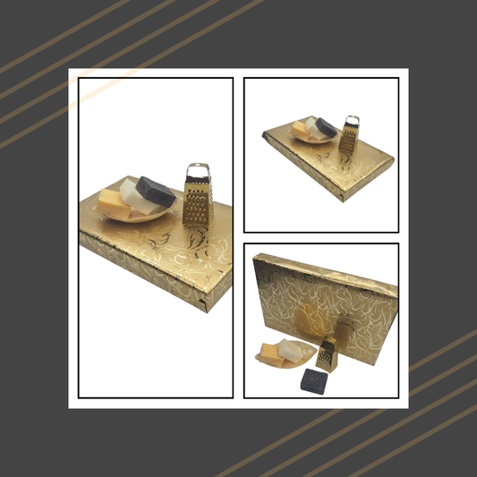 Giftset 3 amberblokjes met raspje en capiz schaaltje